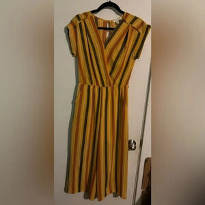 Monteau‎ Womens Gold Black Red White Cap sleeve V-neck Cropped Romper Sz Small